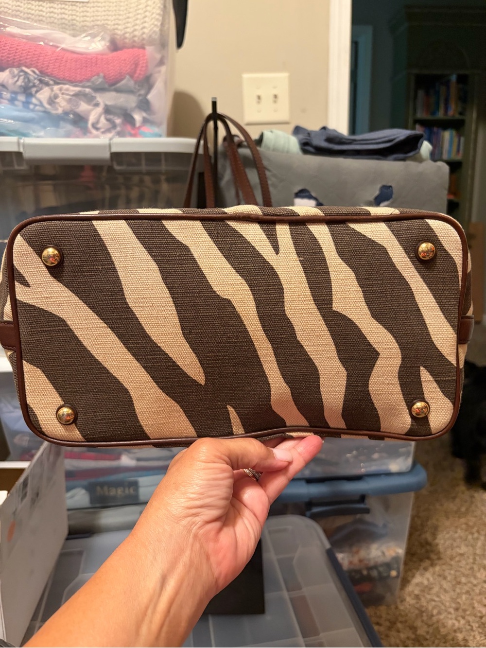 Michael Kors Brown and Beige Zebra-Print Shoulder Bag - Picture 5 of 5